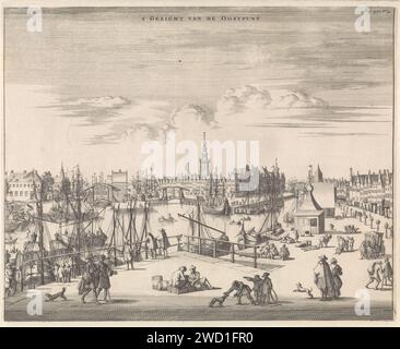 Blick auf den Hafen und die Stadt Middelburg, Jan Luyken, 1696 Print Blick auf den Hafen und die Stadt Middelburg, vom Punkt aus gesehen. Oben in der Mitte des Titels. Rechts oben nummeriert: S. 422 Nr. 4. Druckerei: Amsterdam Verlag: Middelburg Verlag: Amsterdam Papiergravur Aussicht auf Stadt, Stadtpanorama, Stadtsilhouette. hafen. quay Middelburg Stockfoto