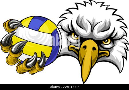 Eagle Hawk Bird Volleyball Volley Ball Maskottchen Stock Vektor