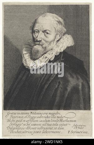 Porträt von Jacob Matham, Jan van de Velde (II), nach Pieter Claesz. Soutman, 1630 Druck Porträt des Haarlem Graveurs Jacob Matham. Papierstich in den nördlichen Niederlanden Stockfoto