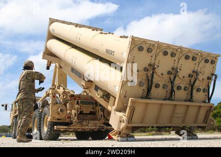 Das Terminal High Altitude Area Defense (THAAD)-System. Stockfoto