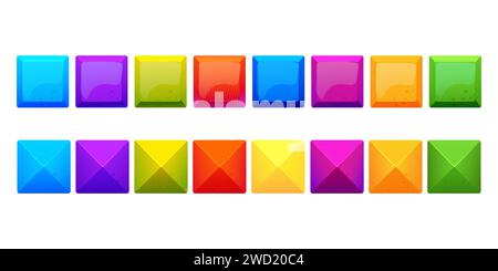 Spielsteine Set, bunte Blöcke, Puzzle im Cartoon-Stil isoliert auf weißem Hintergrund. Kreative, detaillierte Formen. Vektorabbildung Stock Vektor