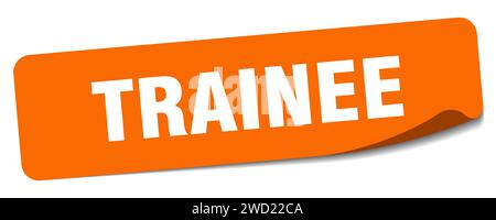 Aufkleber für Trainee. Rechteckiges Etikett des Kursteilnehmers isoliert auf weißem Hintergrund Stock Vektor