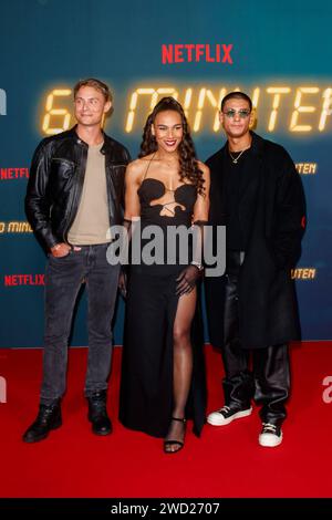 NETFLIX Premiere - 60 Minuten Dennis Mojen, Marie Maroun Marie Mouroum und Emilio Sakraya bei der NETFLIX Premiere 60 Minuten im Kino in der Kulturbrauerei am 17.01.2024 in Berlin. *** NETFLIX Premiere 60 Minuten Dennis Mojen, Marie Maroun Marie Mouroum und Emilio Sakraya bei der NETFLIX Premiere 60 Minuten im Kino in der Kulturbrauerei am 17 01 2024 in Berlin Copyright: XEventpressxKochanx Stockfoto