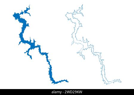 El Cajon See (Mexiko, Vereinigte mexikanische Staaten) Karte Vektor-Illustration, Scribble Skizze Reservoir El Cajón Damm Karte Stock Vektor