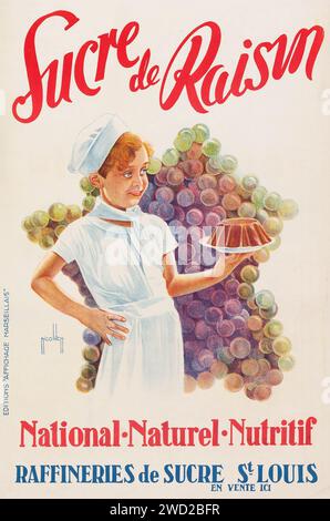 Sucre de Raisin (Saint Louis Sucre, c.1930) französisches Werbeplakat - Nicolitch Artwork. Stockfoto
