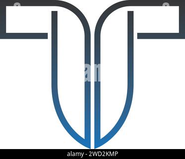 T-Letter Logo. Farbe Blau und Grün. - Vektor Stock Vektor