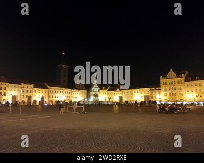 Ceske Budejovice Stadt, Panoramablick, malerischer Blick auf die Straßen, Platz, České Budějovice Stadt, Tschechische republik, Europa, wunderschöner feindseliger Stadtarchitekt Stockfoto