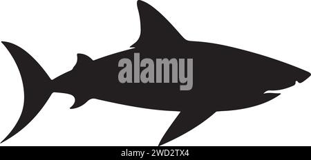 Shark Solid Black Silhouette Vektor Illustration Illustration. Stock Vektor