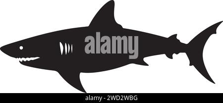Shark Solid Black Silhouette Vektor Illustration Illustration. Stock Vektor