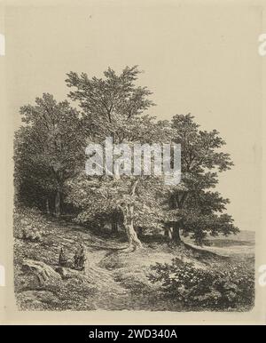 Figuren am Waldrand, Remigius Adrianus Haanen, in oder vor 1850 drucken Österreich (evtl.) Papiergravurlandschaften (+ Landschaft mit Figuren, Personal) Stockfoto