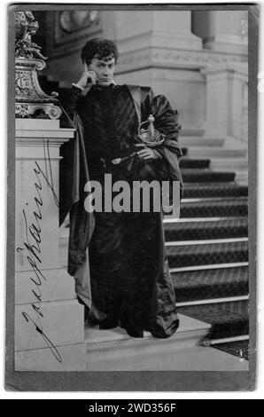 Signiertes Porträt von Josef Kainz, 01.02.1858-09.20.1910, Schauspieler in der Rolle des Torquato Tasso von Johann Wolfgang von Goethe, Burgtheater. Wien, Stockfoto