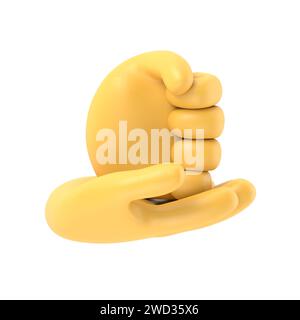 HILFE BEI der Geste ASL. Handgeste, Handfläche und Faust. Nonverbale Kommunikation. Sprachgesten. Flache 3D-Illustration. Handsymbol.3D-Rendering auf weiß Stockfoto