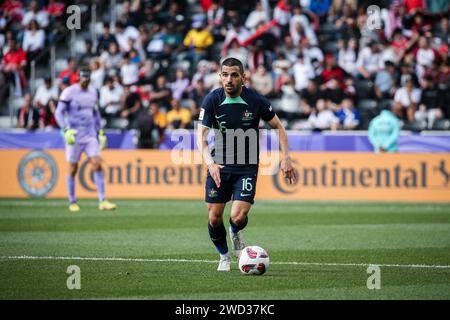 Doha, Katar, 18. Januar 2024, AFC Asian Cup 2023 Gruppe B - Australien 1:0 Syrien: Australien ist Achtelfinale des Asienpokals nach Jackson Irvine Tor in Syrien Stockfoto