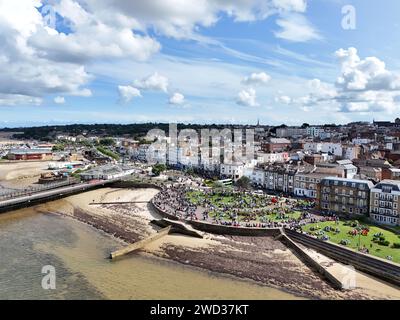 Ryde Isle of Wight UK Seafront Scooter Rally, Drohne, Luftfahrt, Stockfoto