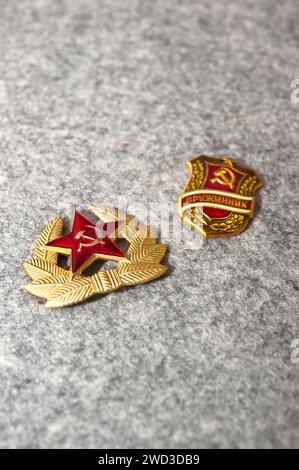 Kommunistische Pins der UdSSR Stockfoto