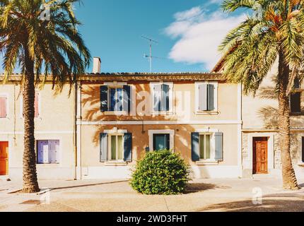 Südfrankreich, Dorf Aigues-Mortes, Camargue im Languedoc-Roussillon Stockfoto