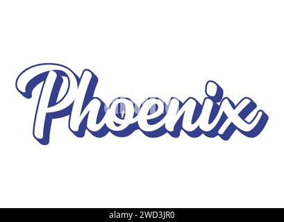 Handgeschriebenes Wort Phoenix. Name der Staatshauptstadt von Arizona. 3D Vintage, Retro-Schriftzug für Poster, Aufkleber, Flyer, Header, Karte, Kleidung Stock Vektor