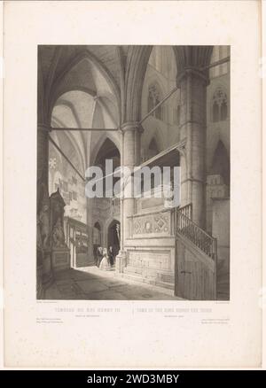 Grabmal von König Heinrich III. Von England in Westminster Abbey, Louis Jules Arnout, 1855–1856 Printdrucker: ParisAfter Zeichnung von: Parisprinter: Parispublisher: Berlinpublisher: Londonpublisher: New York (City) Paper Grave, Grabmal. Innenraum der Kirche Westminster Abbey Stockfoto