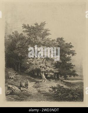 Figuren am Waldrand, Remigius Adrianus Haanen, in oder vor 1850 drucken Österreich (evtl.) Papiergravurlandschaften (+ Landschaft mit Figuren, Personal) Stockfoto