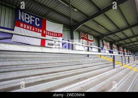 Das First Class Safety Stadium, Liberty Way, Nuneaton Heimstadion des Nuneaton Borough Football Club. Stockfoto