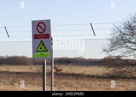 Middlewick Ranges in Colchester, die vom MOD für Feuerübungen genutzt werden. Das Grundstück steht zum Verkauf, wobei eine Wohnsiedlung vorgeschlagen wird. Stockfoto