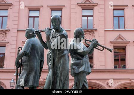 Skulptur Münzenberg Musiker in Quedlinburg, Sachsen-Anhalt, Deutschland Stockfoto