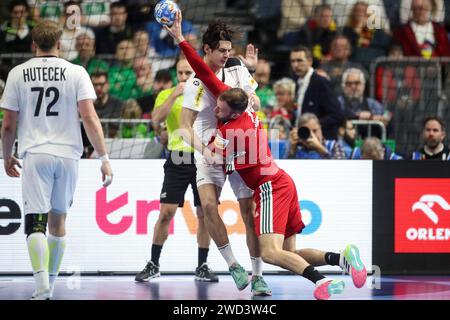 Köln, Deutschland. Januar 2024. 18.01.2024., Njemacka, Keln - EHF Europsko prvenstvo u rukometu 2024. u Njemackoj. Drugi krug, Madjarska - Austrija. Quelle: Pixsell/Alamy Live News Stockfoto