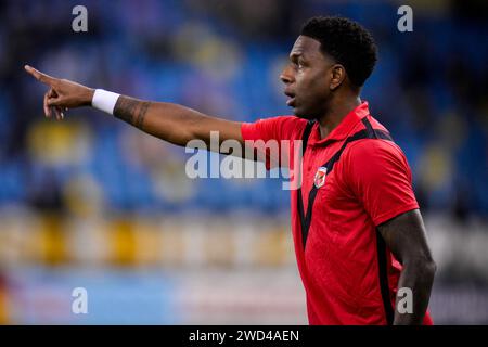 Arnheim, Niederlande. Januar 2024. ARNHEM, NIEDERLANDE - 18. JANUAR: Dalian Maatsen von AFC-Gesten während des TOTO KNVB Cup-Spiels zwischen Vitesse und AFC im GelreDome am 18. Januar 2024 in Arnheim, Niederlande. (Foto von Rene Nijhuis/Orange Pictures) Credit: Orange Pics BV/Alamy Live News Stockfoto