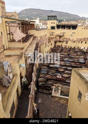 Ouzoud Falls in der Nähe des großen Atlas-Dorfes Tanaghmeilt, Marokko. Wunderschöner Panoramablick auf die Landschaft Stockfoto