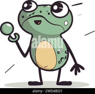 Frosch spielt Maracas. Vektor-Illustration eines Zeichentrickfrosches. Stock Vektor