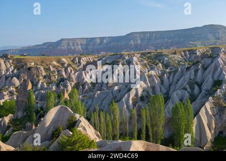 Feenkamine aus der Vogelperspektive im Goreme Historic National Park in Kappadokien, Zentralanatolien, Provinz Nevsehir, Türkei. Goreme Historic National Park Stockfoto