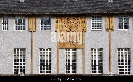 Vor dem Charles Rennie Mackintosh House für Kunstliebhaber im Bellahouston Park Glasgow. Stockfoto