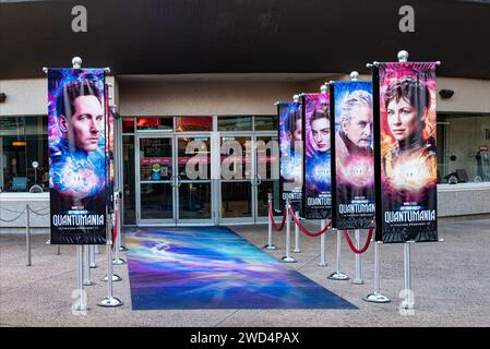 Quantumania Poster am Eingang des AMC Cinema in Disney Springs, Orlando, Florida. Stockfoto