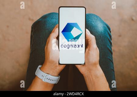 In dieser Abbildung wird das Logo der Cognizant Technology Solutions Corporation auf einem Smartphone-Bildschirm angezeigt. Stockfoto