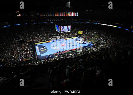 Köln, Deutschland. Januar 2024. Handball: Europameisterschaft, Deutschland - Island, Hauptrunde, Gruppe 1, Spieltag 1, Lanxess Arena. Blick in die Arena während des Spiels. Quelle: Tom Weller/dpa/Alamy Live News Stockfoto