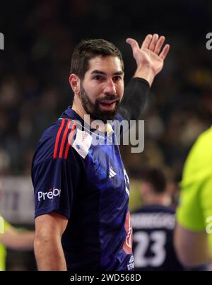 Nikola Karabatic #13 von Frankreich gegen Kroatien EHF Herren Handball EURO 2024 Festrunde in Köln 18.01.2024 Lanxess Arena © diebilderwelt / Alamy Stock Stockfoto