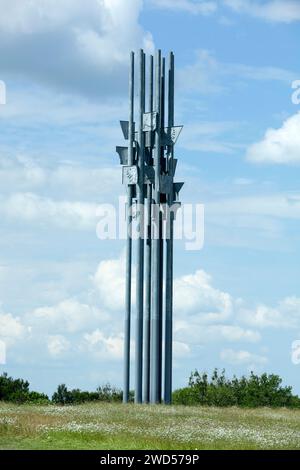 Das hohe Denkmal der Schlacht von Grunwald, das 1410 in Grunwald, Polen, ausgetragen wurde. Stockfoto