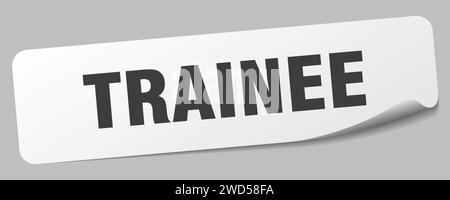 Aufkleber für Trainee. Rechteckiges Etikett des Kursteilnehmers isoliert auf weißem Hintergrund Stock Vektor