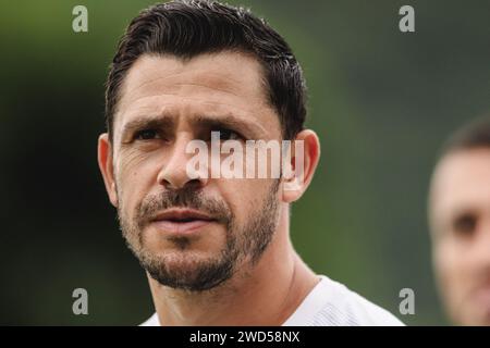 Santos, Brasilien. Januar 2024. SP - SANTOS - 01/18/2024 - SANTOS, TRAINING - Santos Spieler Giuliano während des Trainings im CT Rei Pele Trainingszentrum. Foto: Reinaldo Campos/AGIF (Foto: Reinaldo Campos/AGIF/SIPA USA) Credit: SIPA USA/Alamy Live News Stockfoto