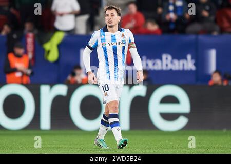 Mikel Oyarzabal von Real Sociedad sieht beim Copa El Rey Spiel zwischen CA Osasuna und Real Sociedad am 17. Januar 2024 im El Sadar Stadium zu Stockfoto