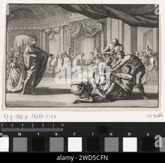 Parable of the Royal Wedding, Jan Luyken, 1703 Print Maker: Haarlem Publisher: Amsterdam Paper Radiching the Unworthy Guest is away  Parabel of the Royal Wedding-fest Stockfoto