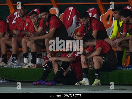 18. Januar 2024: Mohamed Salah Salah Mahrous Ghaly (Ägypten) während des Afrikanischen Cup of Nation 2023 Spiel zwischen Ägypten und Ghana, Stade Felix Houphouet-Boigny, Abidjan, Elfenbeinküste. Kim Preis/CSM Stockfoto