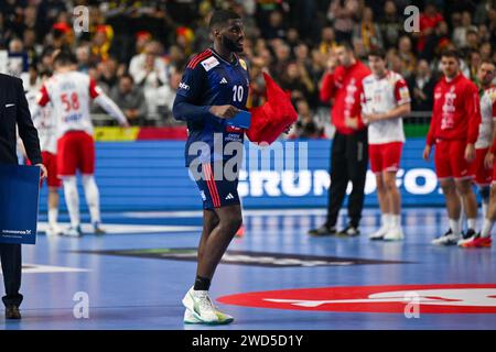 Köln, Deutschland. Januar 2024. Dika Mem (Frankreich) MVP des EHF Euro 2024-Spiels der Menâ&#x80;&#x99;zwischen Frankreich und Kroatien in der Lanxess Arena in Berlin, Köln Credit: Independent Photo Agency/Alamy Live News Stockfoto