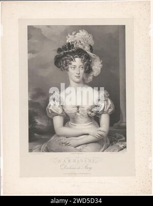 Porträt von Maria Carolina van Bourbon-Sizilien, Henri Grévedon, nach Thomas Lawrence, um 1829 Druck Paris Papier. Historische Personen Stockfoto