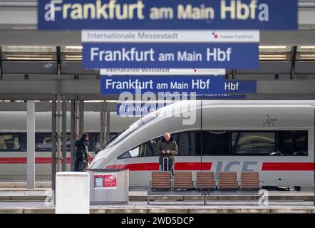 Hauptbahnhof Frankfurt am Main, Gleise, Bahnsteige, Züge, Hessen, Deutschland, HBF Frankfurt *** Frankfurt am Main Hauptbahnhof, Gleise, Bahnsteige, Züge, Hessen, Deutschland, Frankfurter Hauptbahnhof Stockfoto