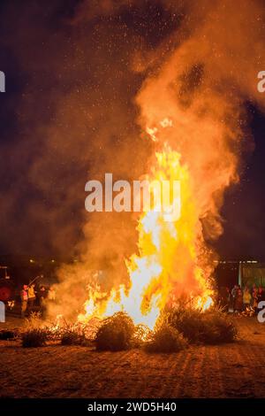 Dunning Feuer auf eine Versammlung von Bauern und Bauern wegen der Pläne der Bundesregierung, Subventionen zu kürzen, Weihnachtsbäume, Ostfildern-Plieningen Stockfoto