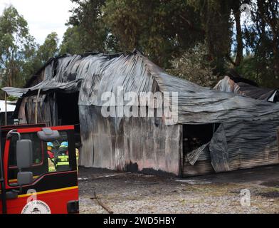 INCENDIO-AUTOPISTA-RUMINAHUI Quito, jueves 18 de enero del 2024 Bomberos del Distrito Metropolitano de Quito, sofocaron un Incendio, en una empresa de aceites comestibles, en el Sector del Puente 6 de la Avenida General Ruminahui. Fotos:Rolando Enriquez/API Quito Pichincha Ecuador DIS-INCENDIO-AUTOPISTA-RUMINAHUI-52ca3fd440d8afbb60094e68d63b0c0f *** RUMINAHUI HIGHWAY FIRE Quito, Donnerstag, 18. Januar 2024 Feuerwehrmänner aus dem Metropolitan District von Quito, löschten ein Feuer in einem Speiseölunternehmen im Bereich der Brücke von Aveniquito Avenicha Aveniquito Stockfoto