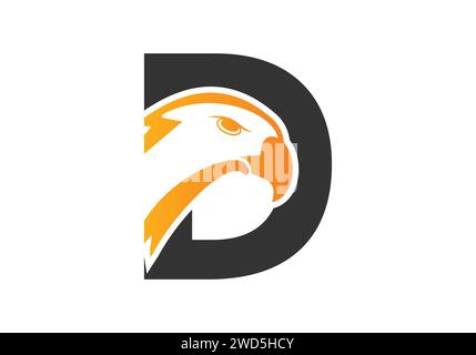 Letter D Eagle Kopf Logo Design Vektor Vorlage. Modernes Logo-Design für Unternehmensidentität. Stock Vektor