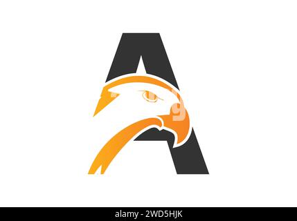 Letter A Adlerkopf Logo Design Vektorvorlage. Modernes Logo-Design für Unternehmensidentität. Stock Vektor