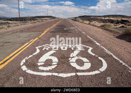 Historische Route 66, Mojave Trails Nationaldenkmal, Kalifornien Stockfoto